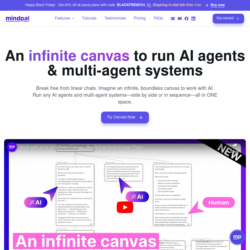 Canvas by MindPal - Infinite Canvas for AI Agents & Multi-Agent Systems