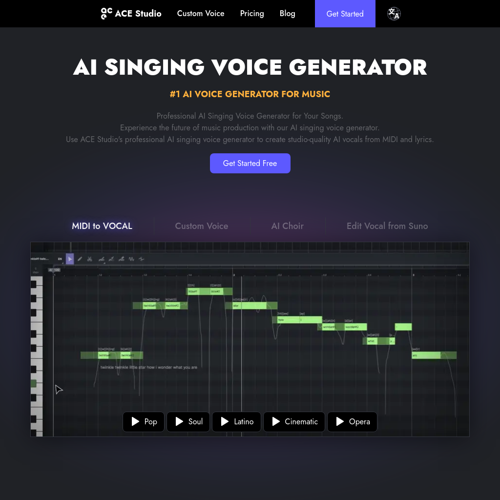 ACE Studio: Professional AI Vocal Workstation for Music Production