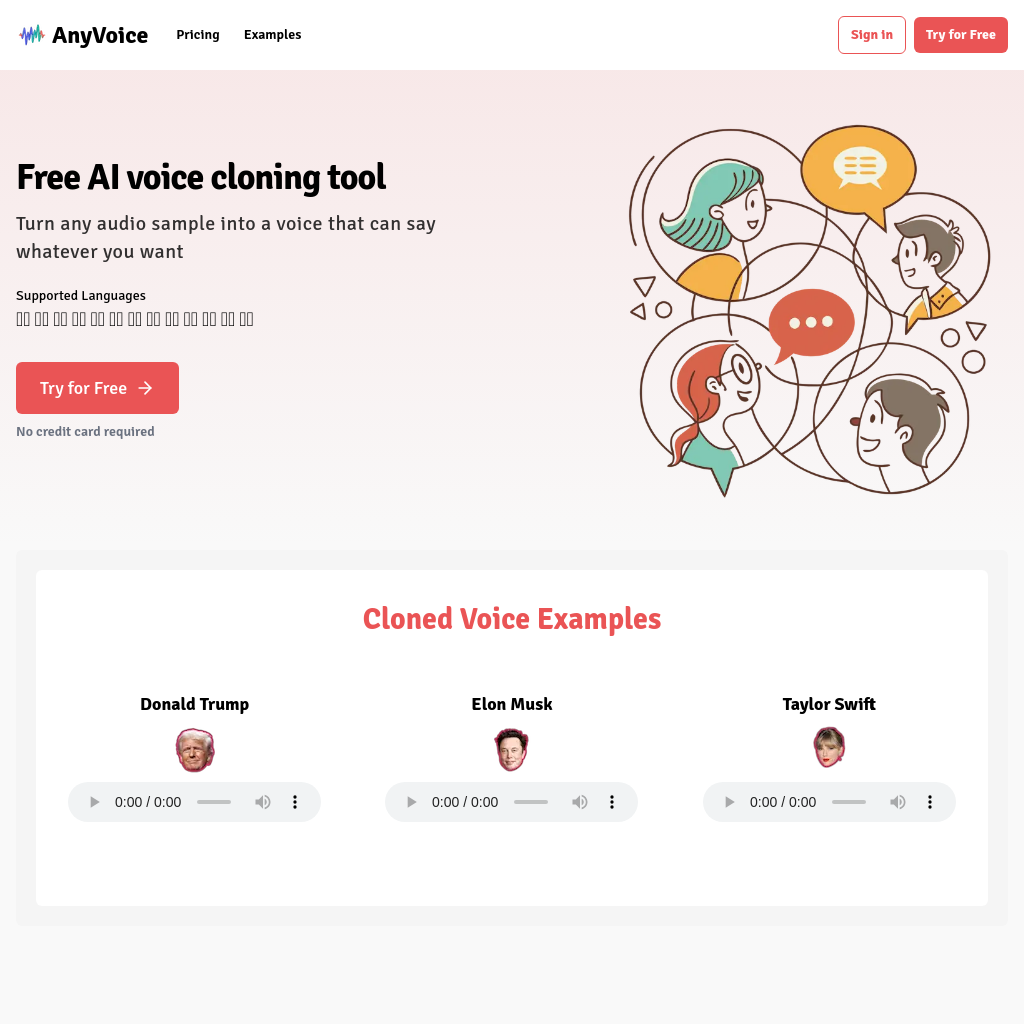 AnyVoice: Free AI Voice Cloning Tool for Custom Voices