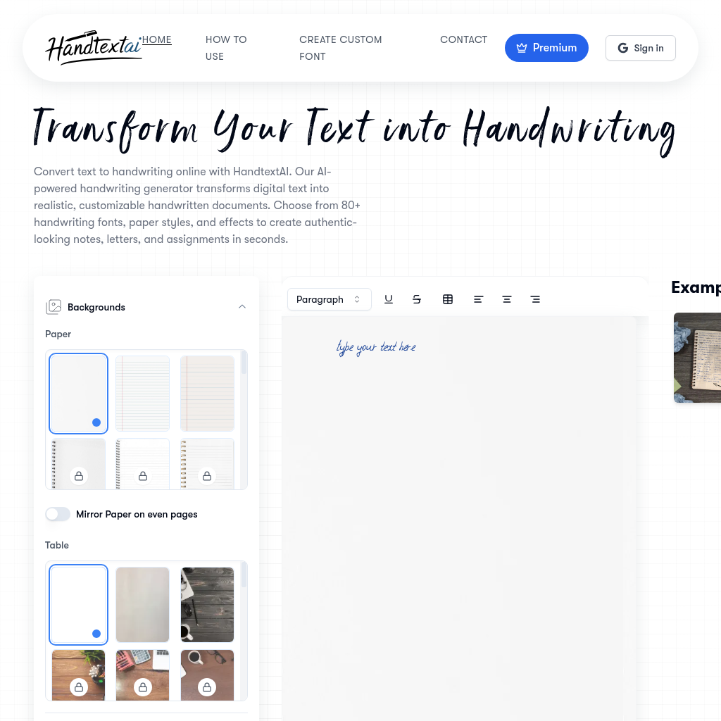 HandtextAI - Text to Handwriting Converter for Realistic Notes