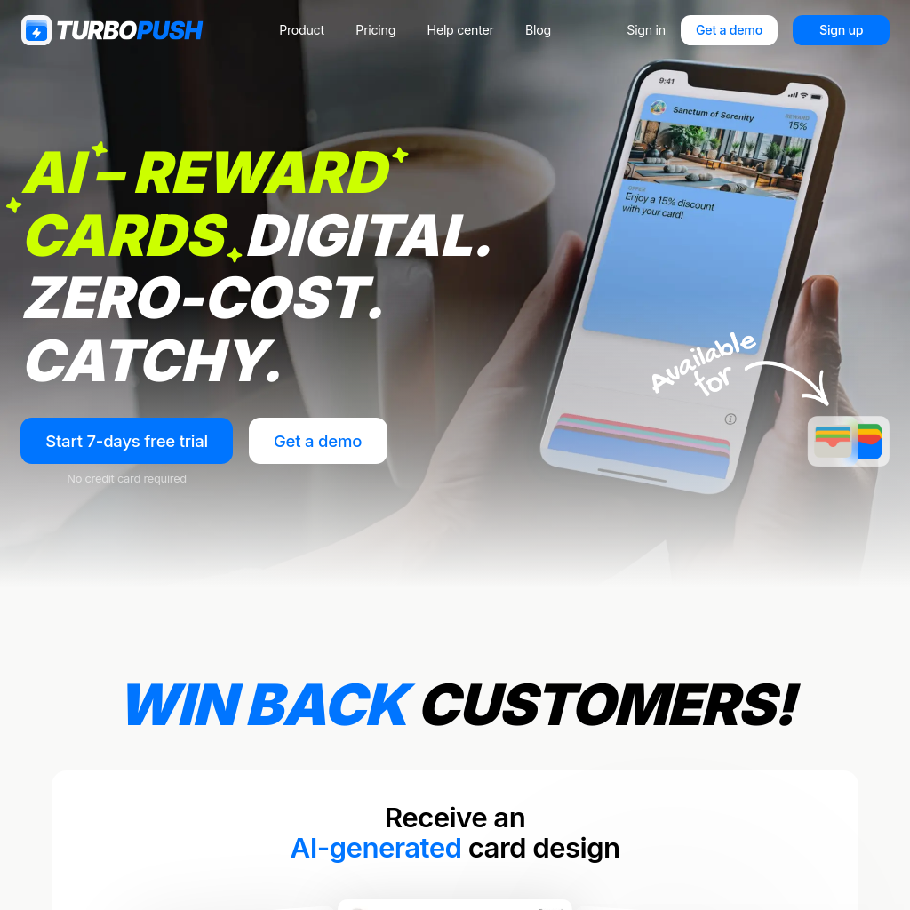 TurboPush – AI Digital Reward Cards for Customer Loyalty