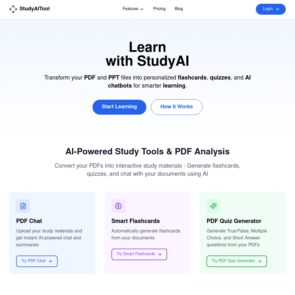 StudyAITool: AI-Powered Study Assistant & Learning Tools