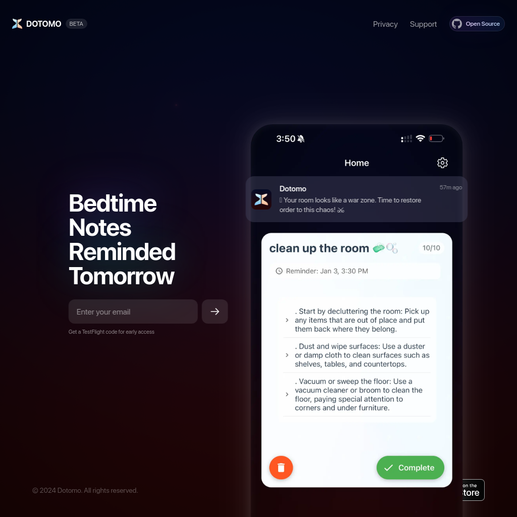 Dotomo - AI Bedtime Notes & Task Management