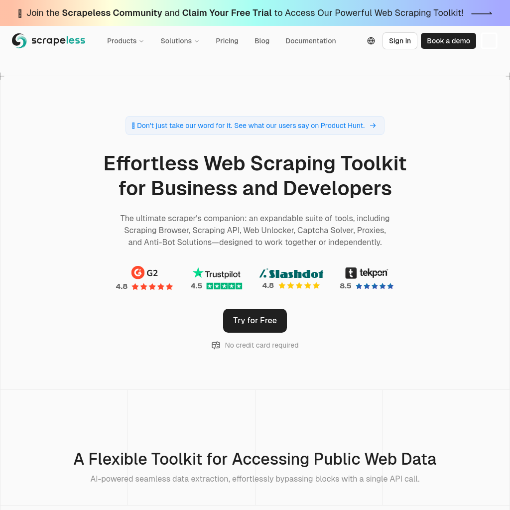 Scrapeless: Effortless Web Scraping Toolkit for Developers & Businesses