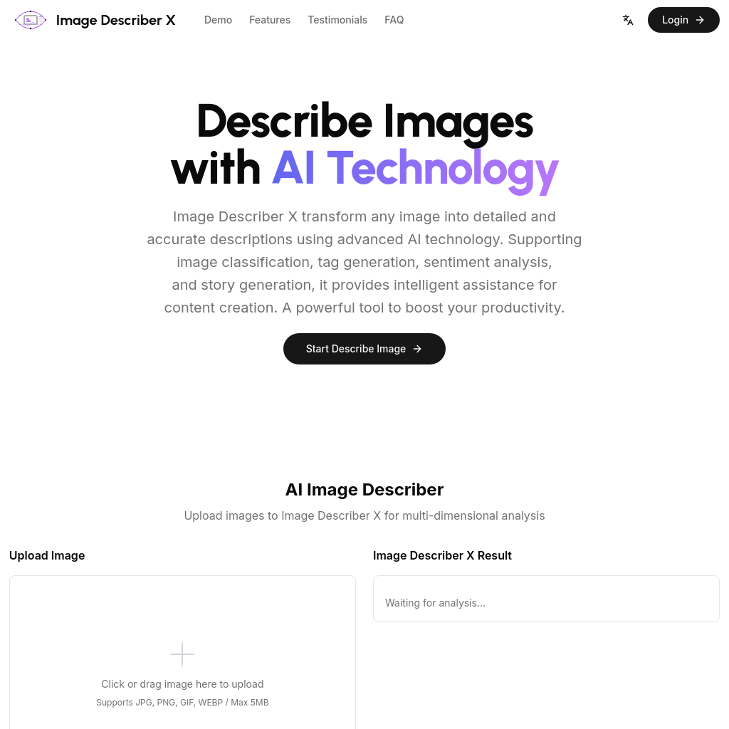 Image Describer X - Free AI Image Description Tool for Enhanced Accessibility