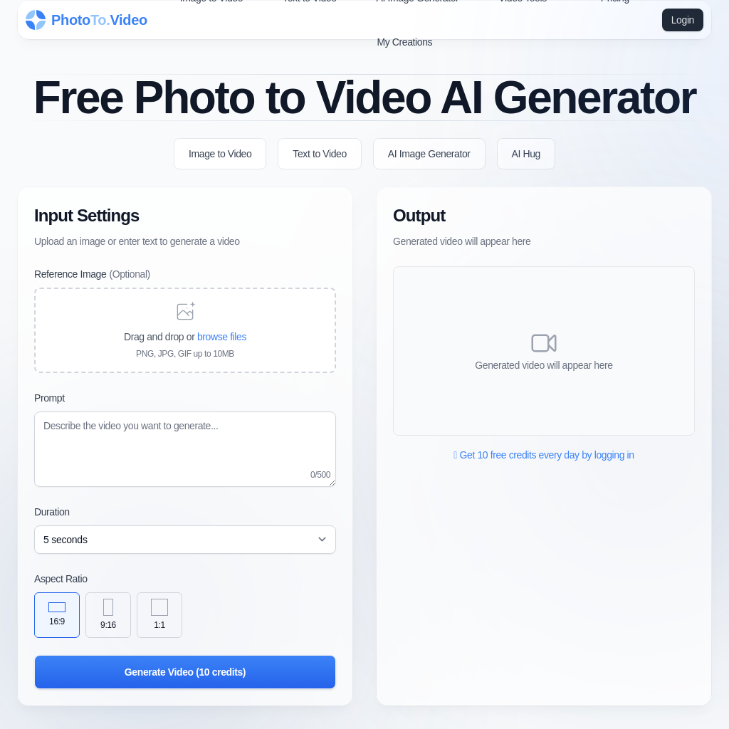 PhotoTo.Video - Free AI Photo to Video Generator | Convert Images to Videos Online