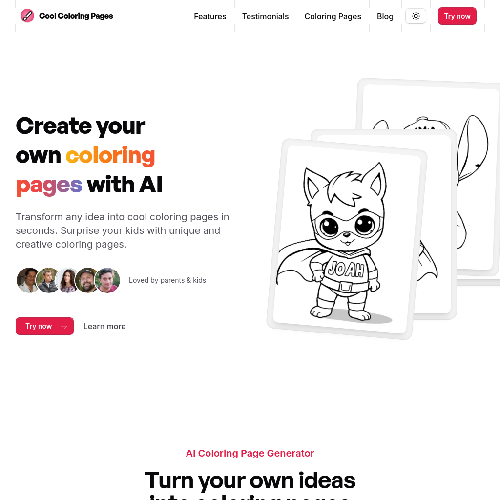 Cool Coloring Pages - AI Coloring Page Creator