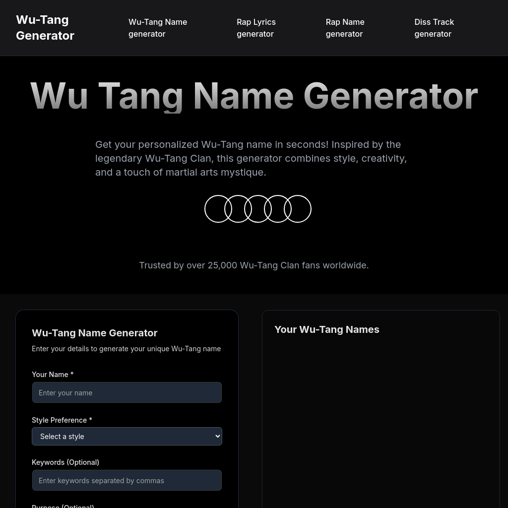 Wu Tang Name Generator - Create Your Unique Wu-Tang Name