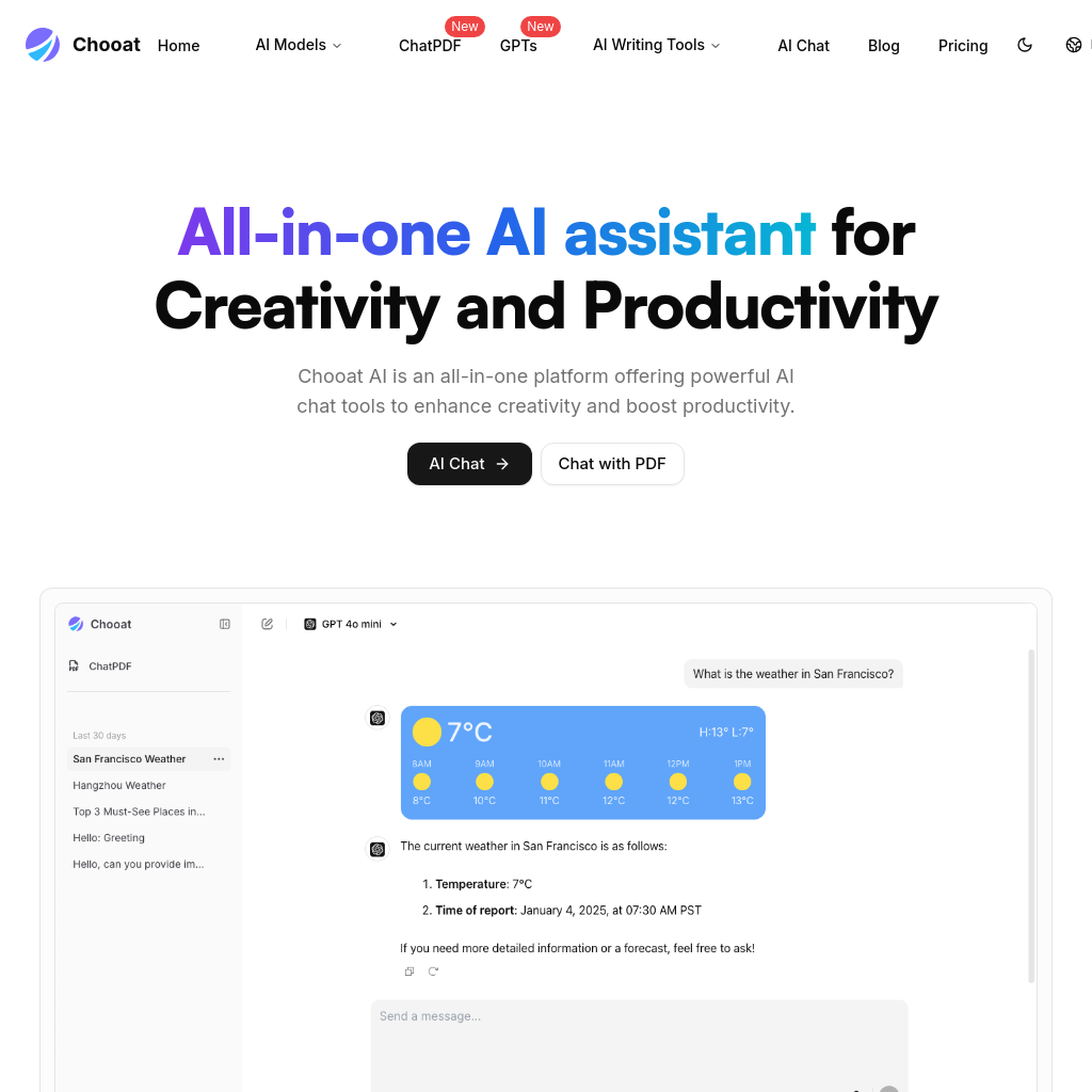 Chooat - All-in-One AI Chat Platform with ChatGPT, Claude, Gemini