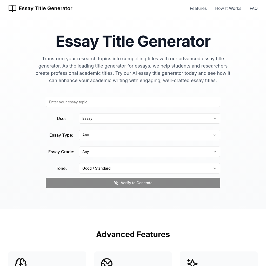 Essay Title Generator: Create Engaging Titles for Any Topic