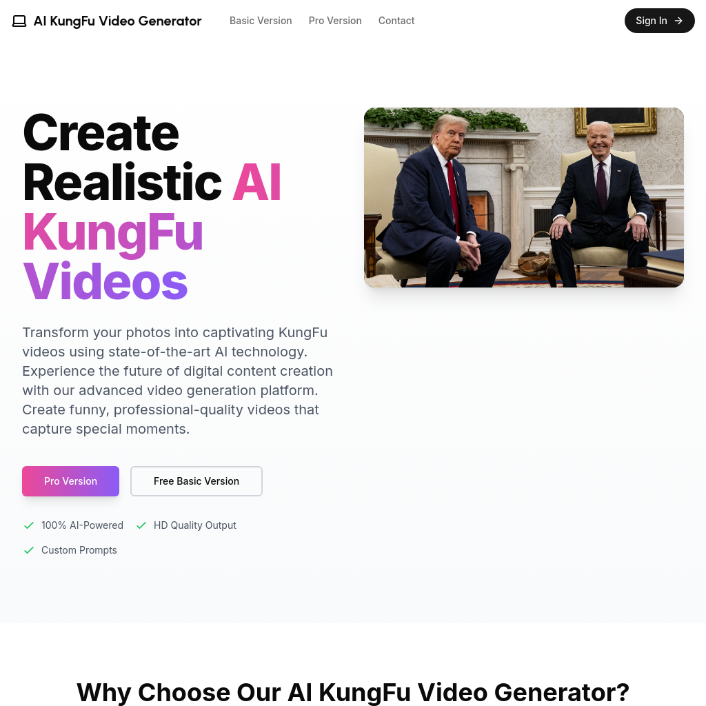 AI KungFu视频生成器 - 创建逼真的KungFu视频