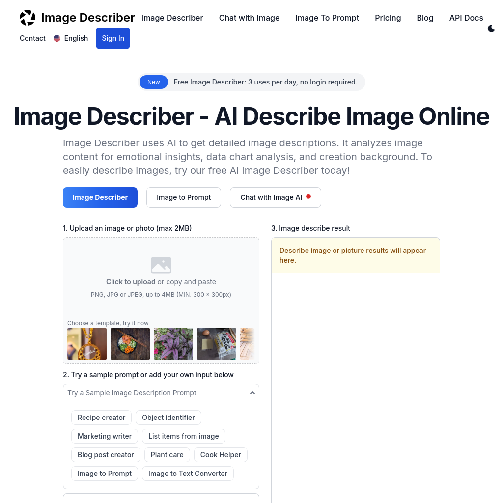 Image Describer - 無料でオンライン画像説明AIツール