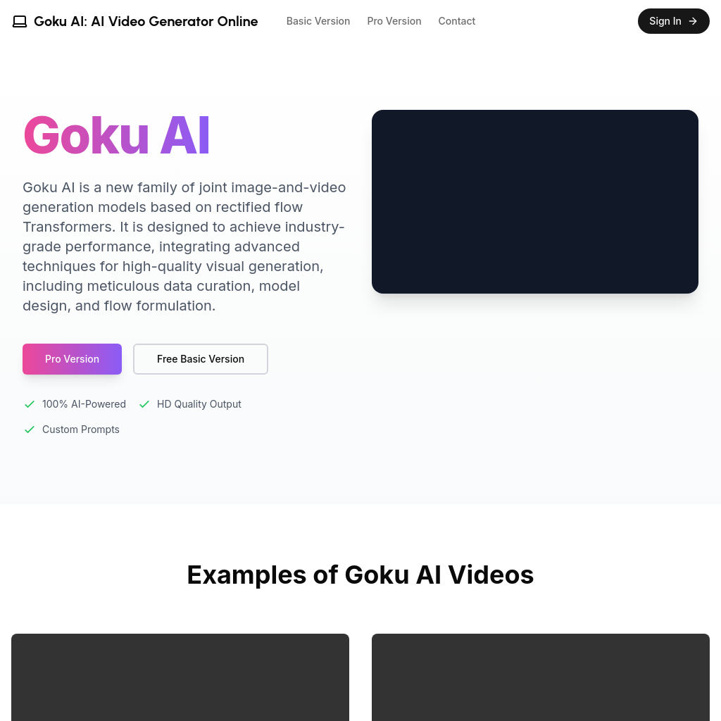 Goku AI: Online Video-Generator mit HD-Qualität und benutzerdefinierten Aufforderungen