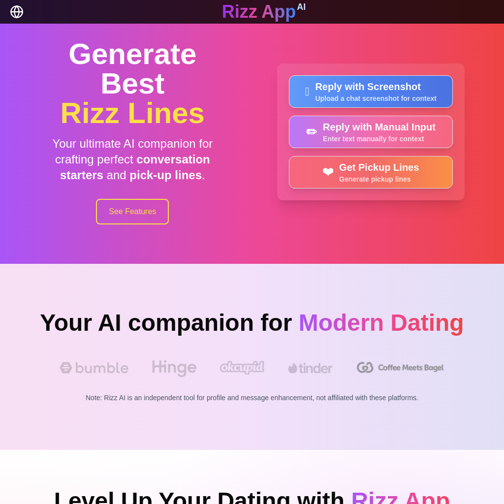 Generador de Frases Rizz AI | Mensajes de Citas Inteligentes | Rizz App