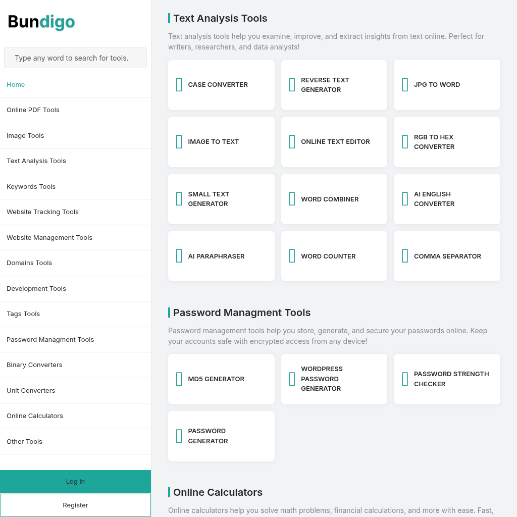 Bundigo | Free Online Tools for PDFs, Images, SEO & More