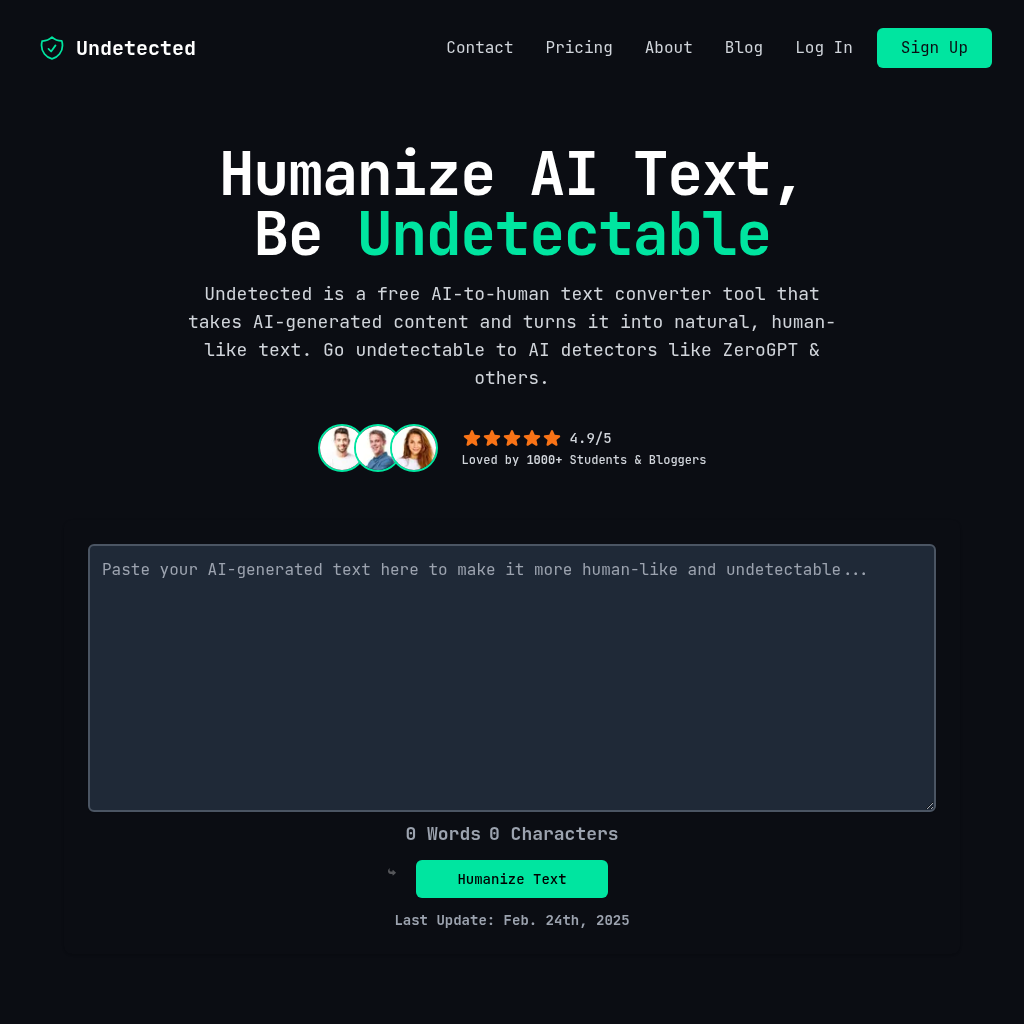 Undetected AI Humanizer - Free AI Text Converter