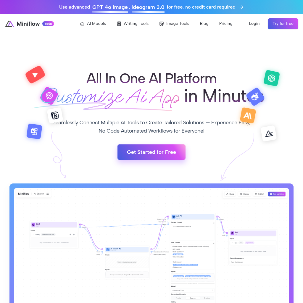 Miniflow: AI Workflow Automation - No Code Needed