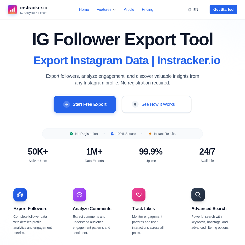 Instracker.io: IG Follower Export Tool - Export Instagram Data