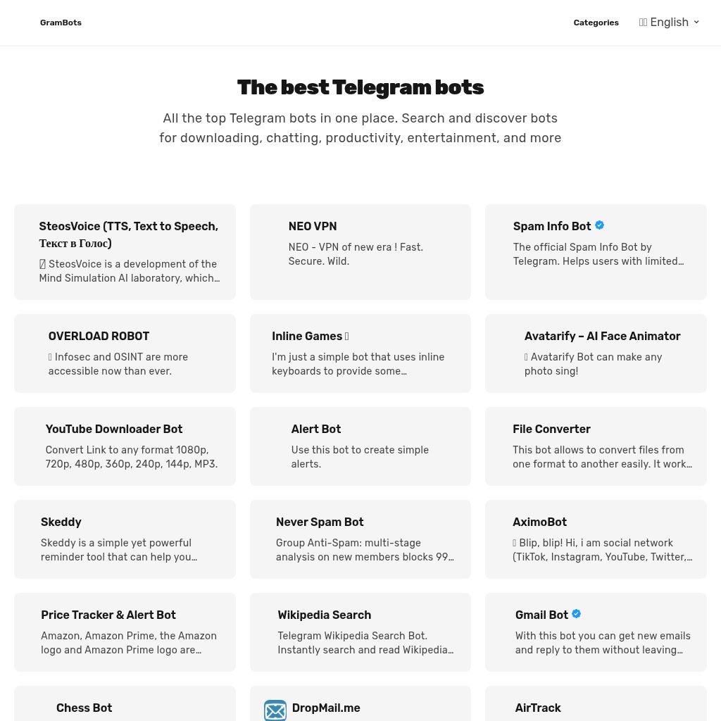 GramBots - Telegram Bots Directory