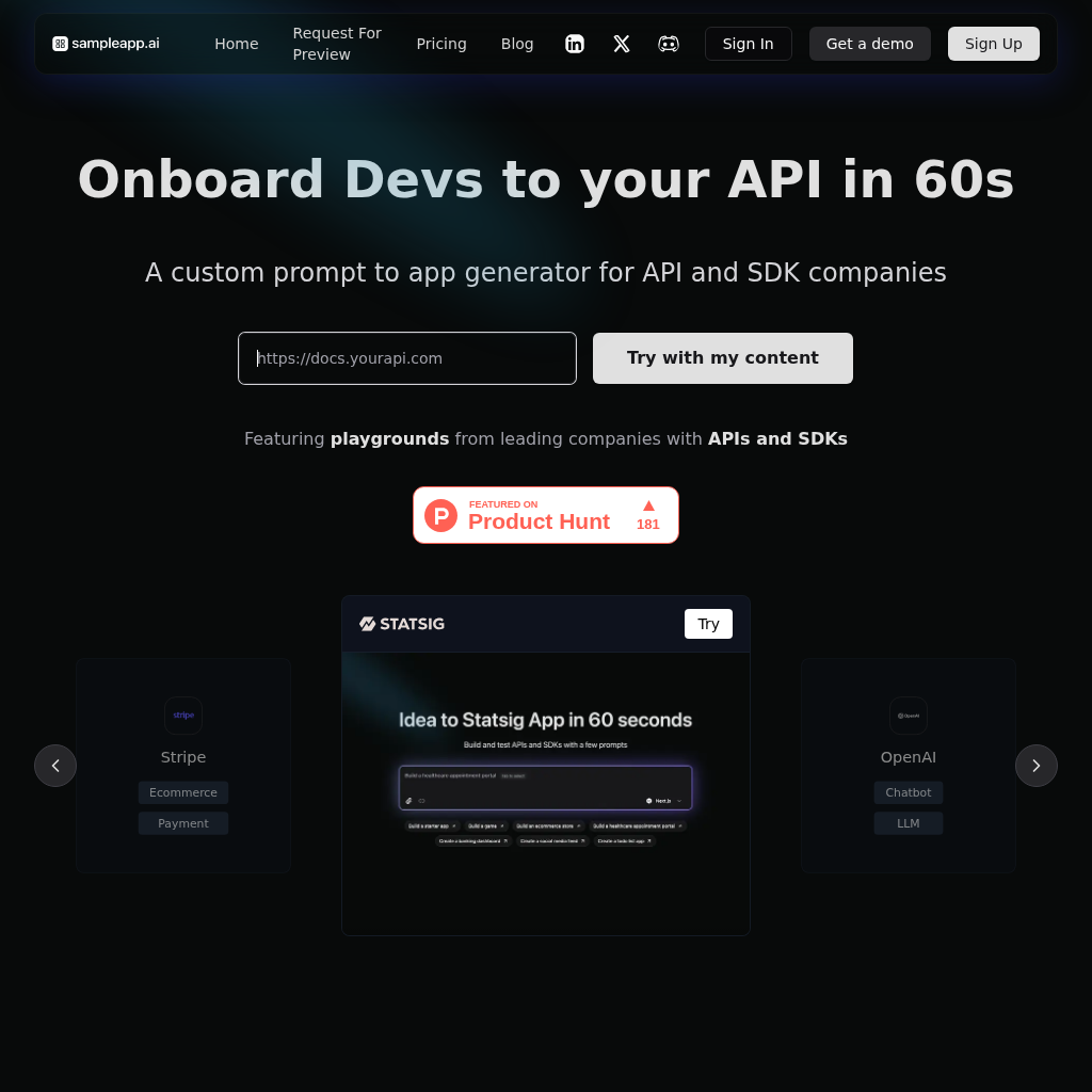 SampleApp.ai: 60-Second API Onboarding - Skip the Docs