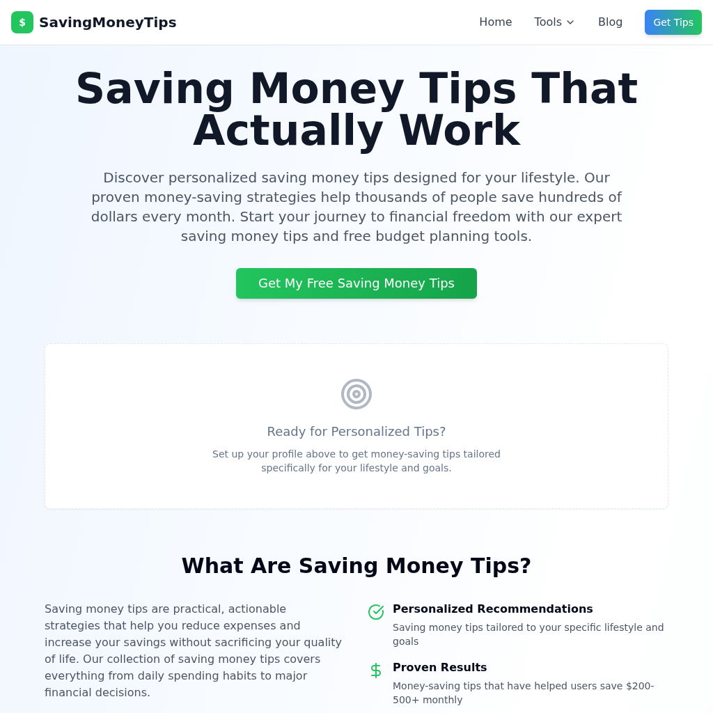 SavingMoneyTips.net: Free Money Saving Tips & Budget Planner