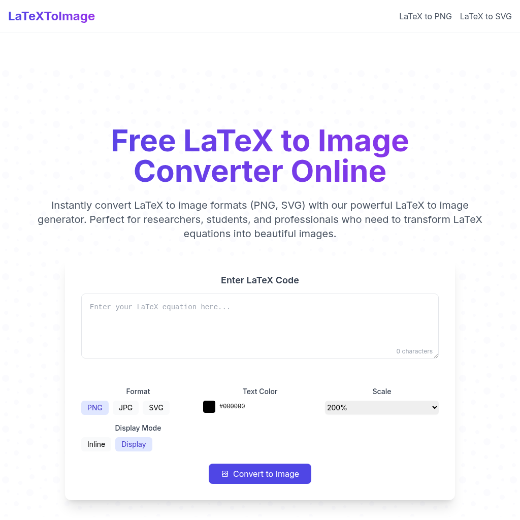 LaTeX to Image Converter - LaTeXToImage