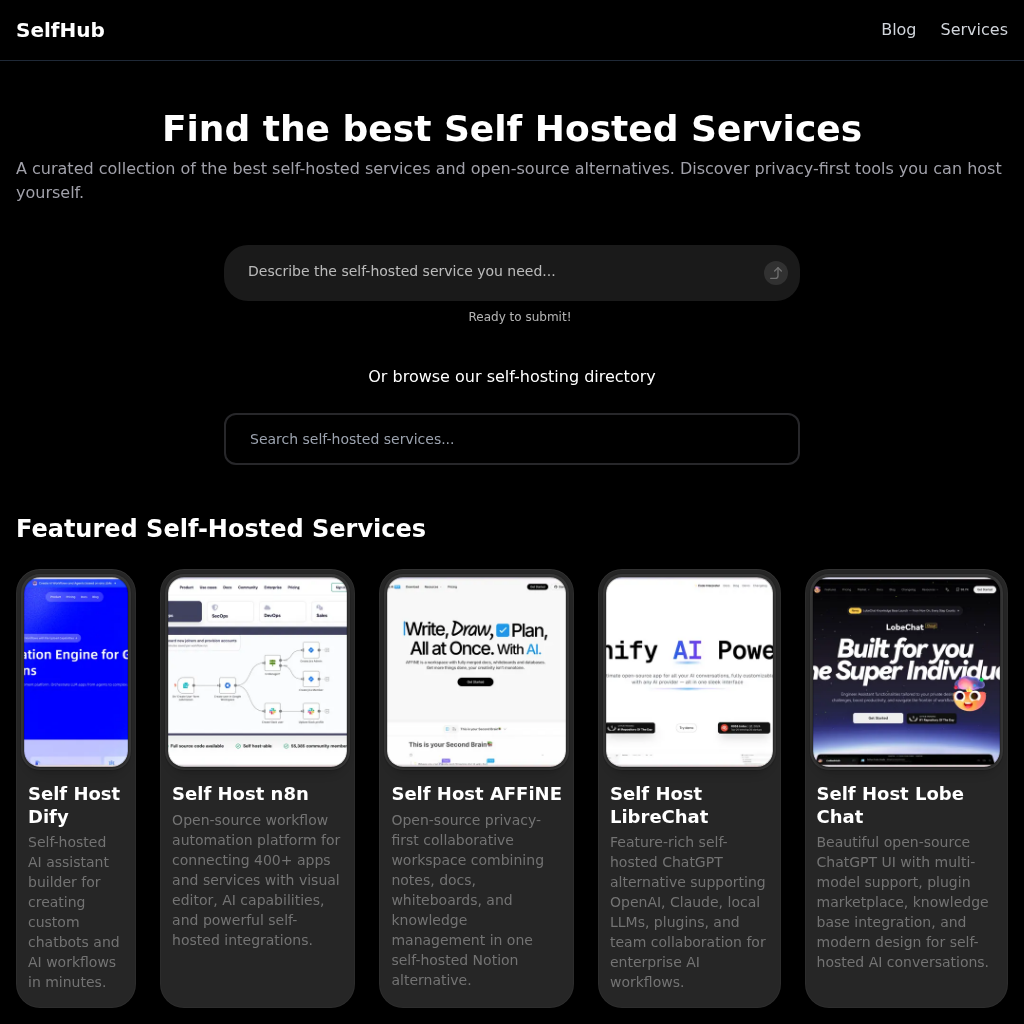 SelfHub - Best Self-Hosted Services & Open-Source Alternatives