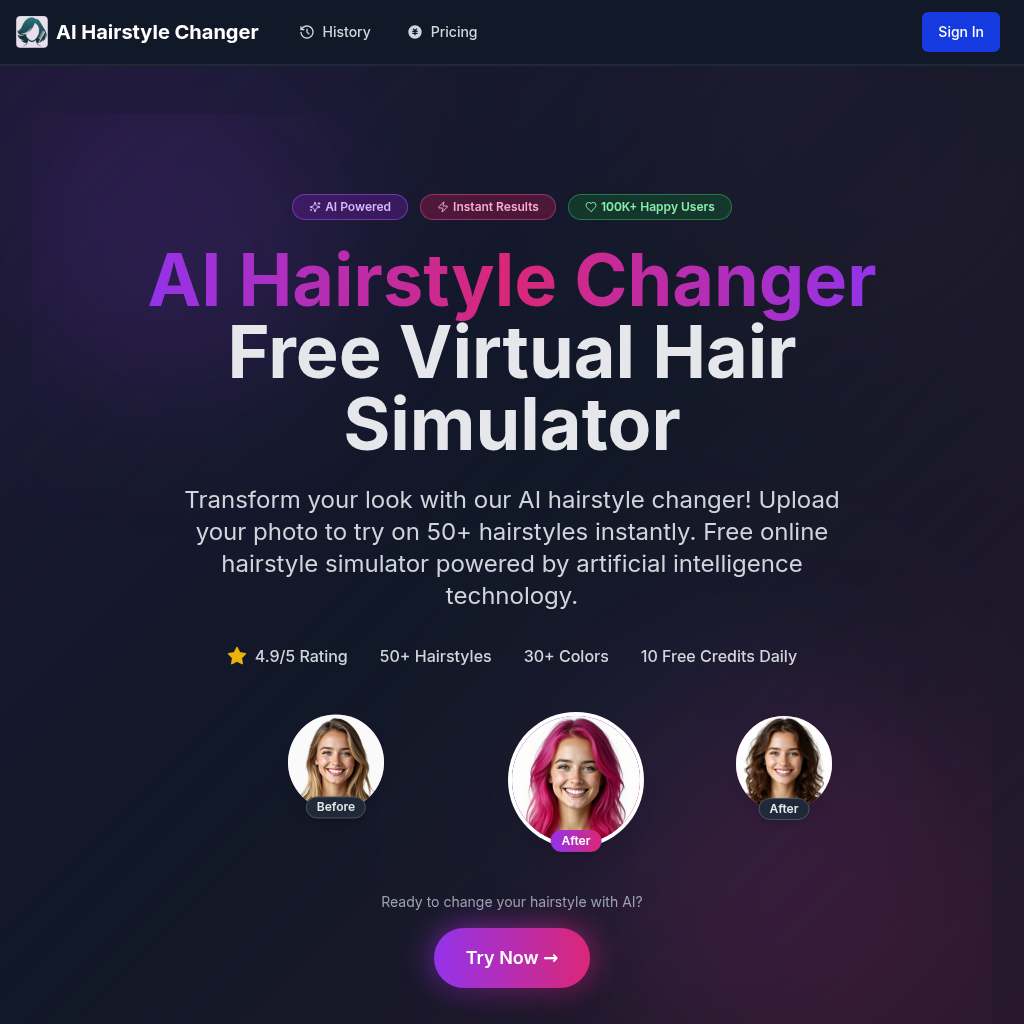AI Hairstyle Changer - Free Virtual Hair Try-On