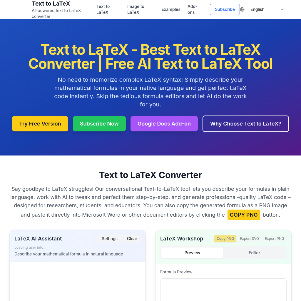 Text to LaTeX - AI-Powered LaTeX Converter | Text to LaTeX