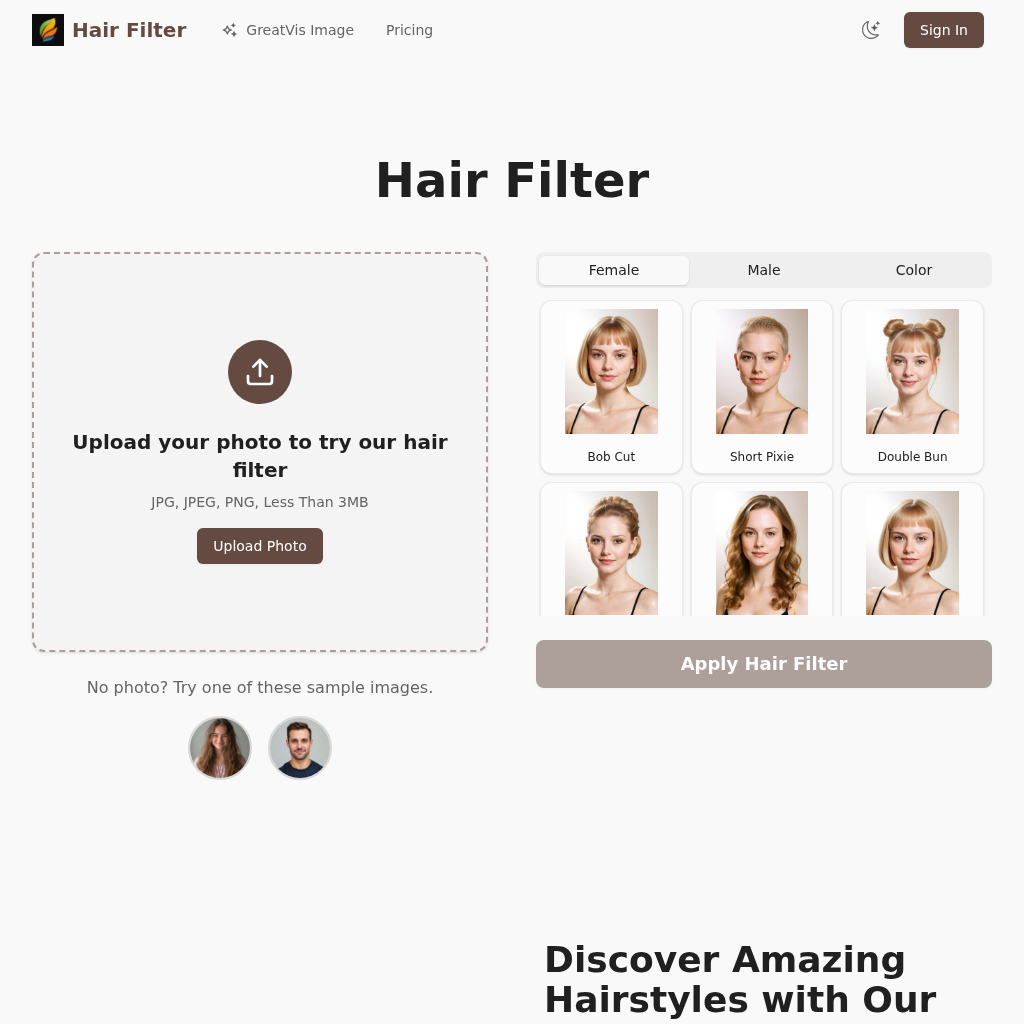 Hair Filter - AI Hairstyle Generator