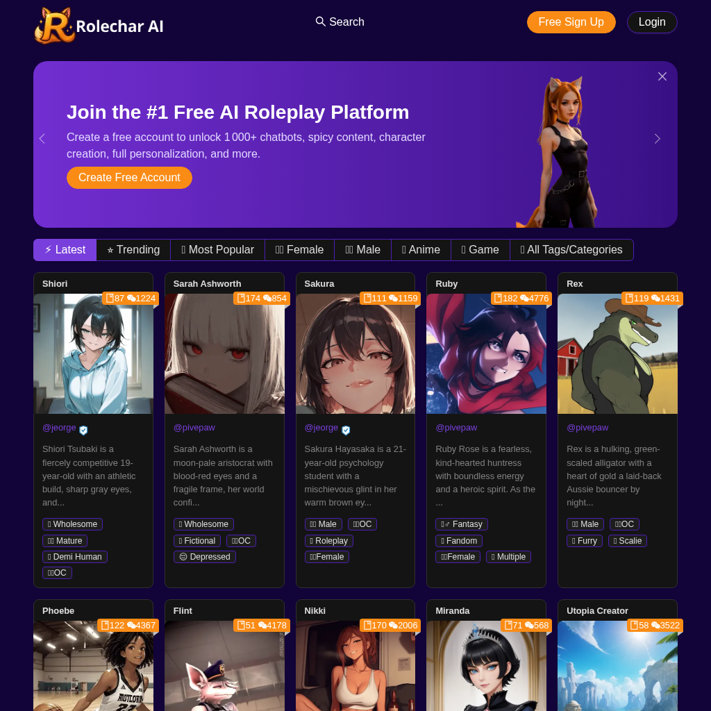 Rolechar AI: Free AI Roleplay & Character Creation