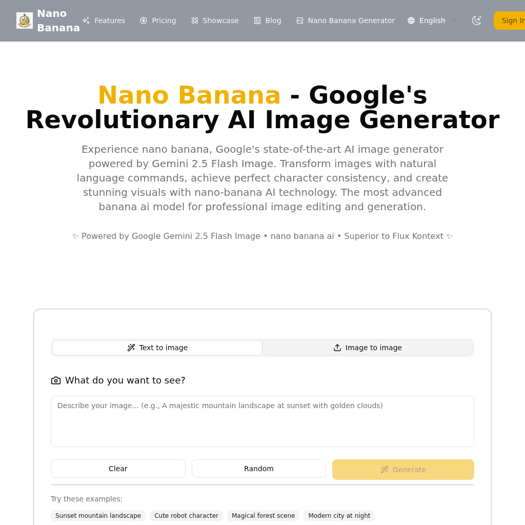 Nano Banana AI Image Generator - Gemini 2.5 Flash Image