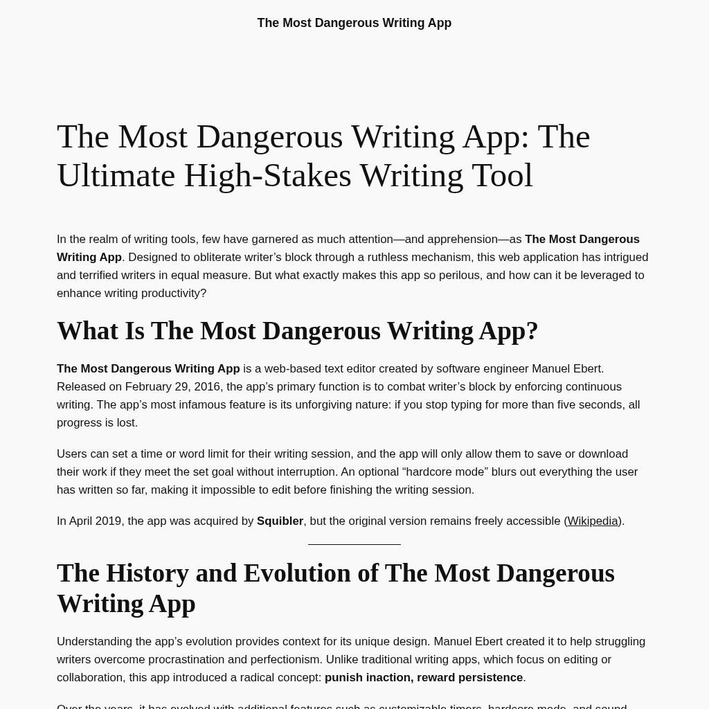 The Most Dangerous Writing App: Conquer Writer's Block Today!