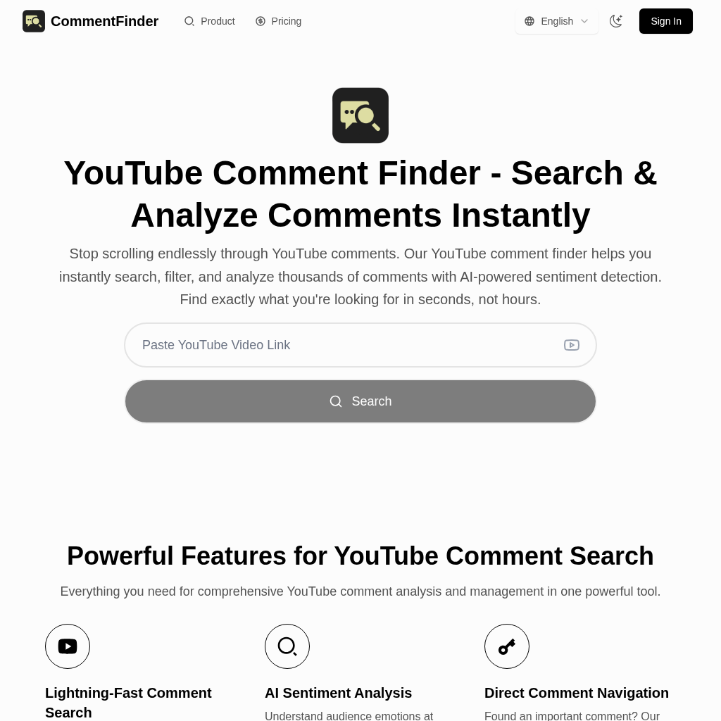 CommentFinder - YouTube Comment Search & Analysis Tool