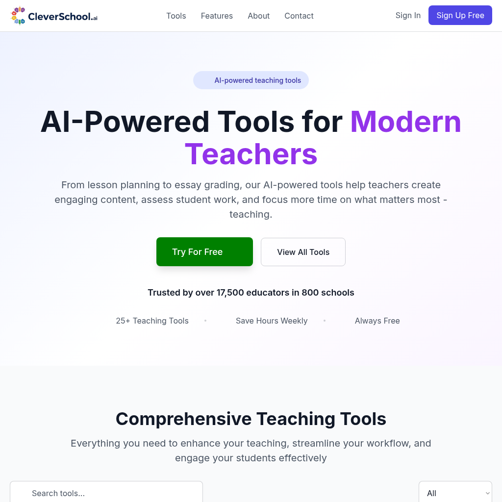CleverSchool AI: Free AI Tools for Teachers