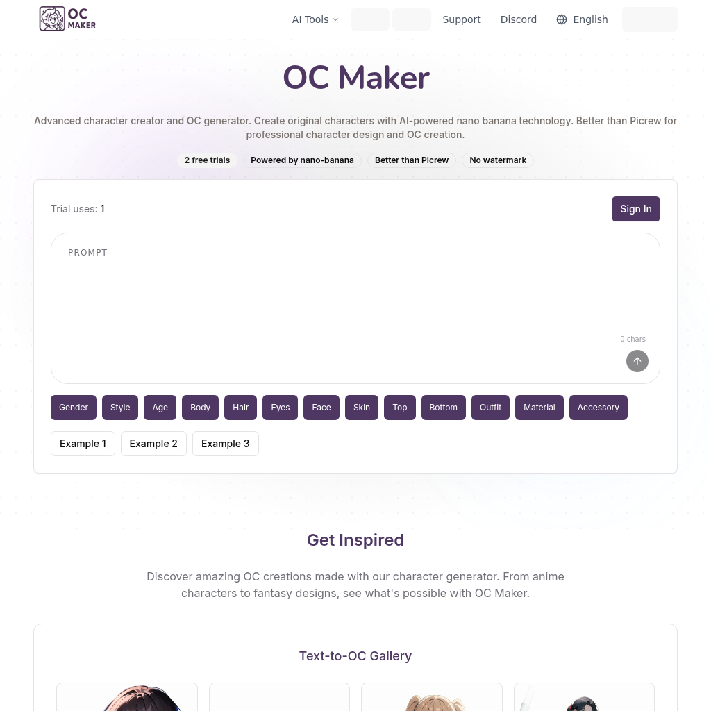 OC Maker - AI Character Creator & OC Generator Tool