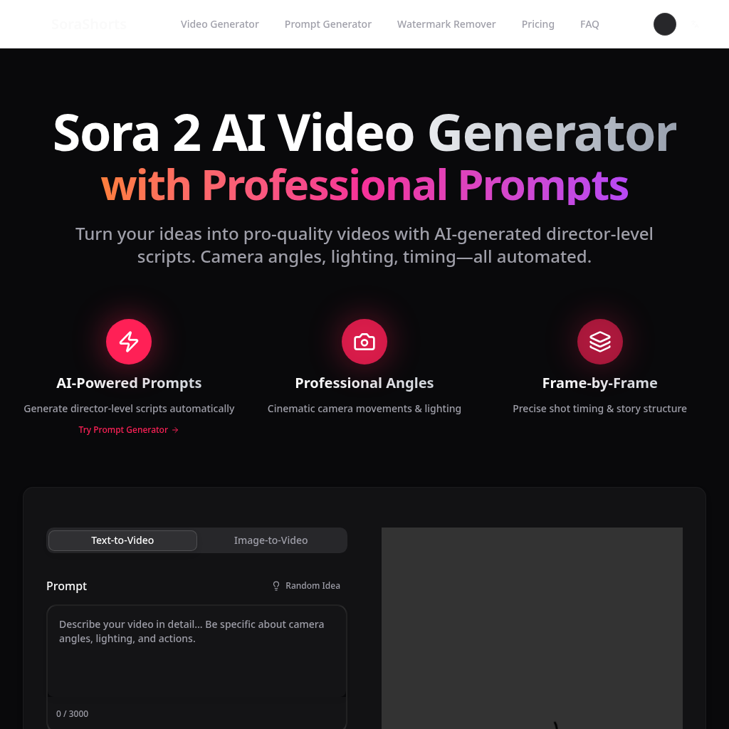 SoraShorts AI Video Generator: Pro Prompts & No Watermark