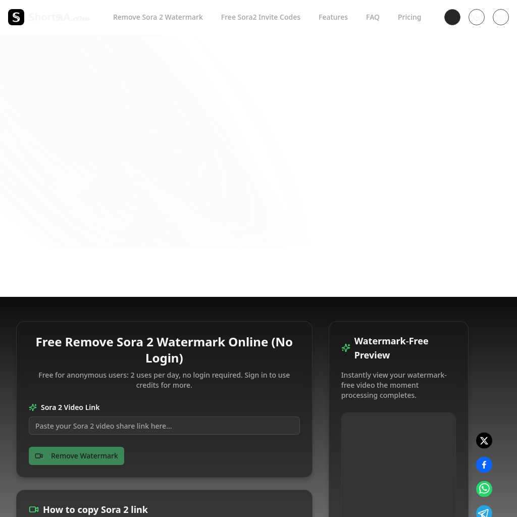 ShortRA: Free Sora2 Watermark Removal & Invite Codes Online