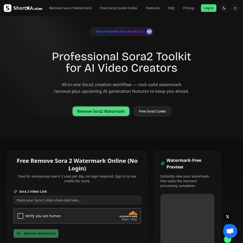 ShortRA: Free Sora2 Watermark Removal & Invite Codes Online