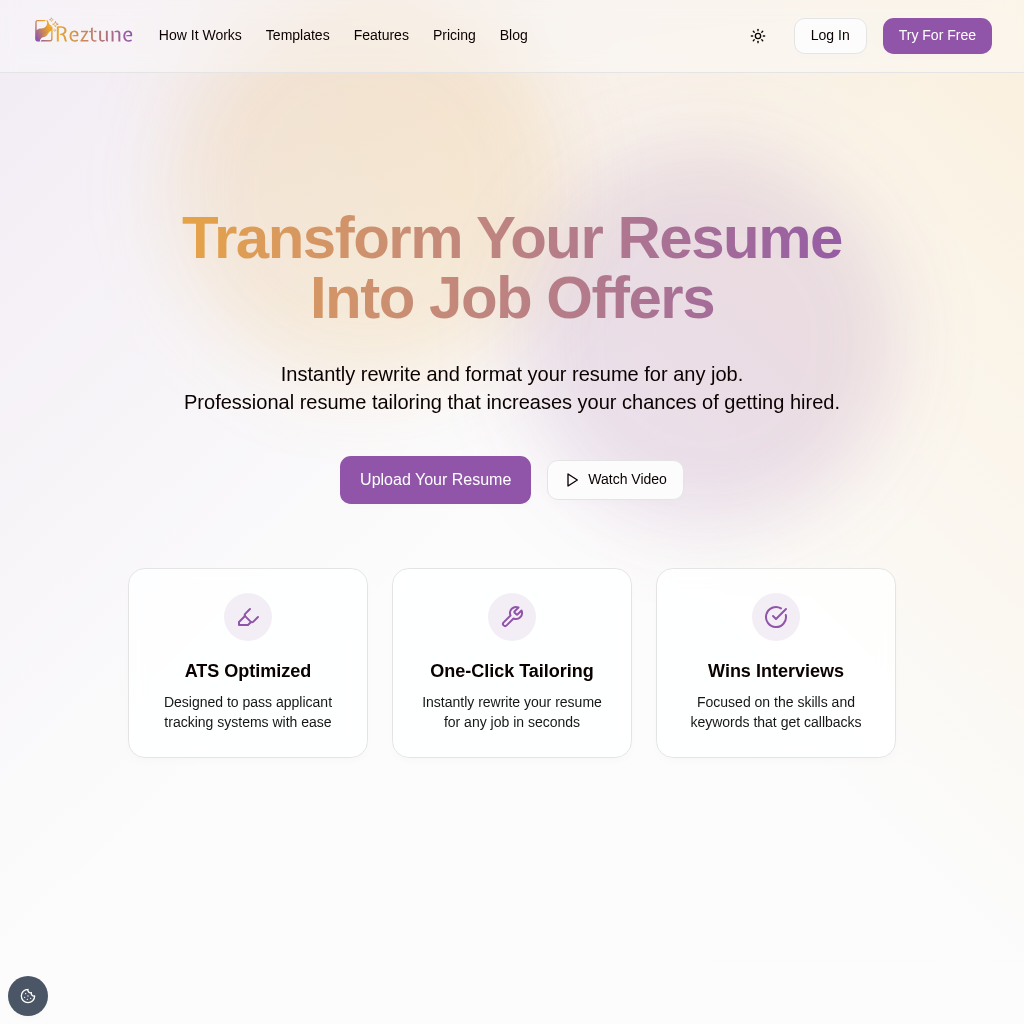 Reztune AI Resume Tailoring | Get More Interviews