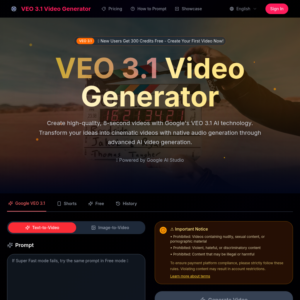 VEO 3.1 Video Generator | Google AI Studio