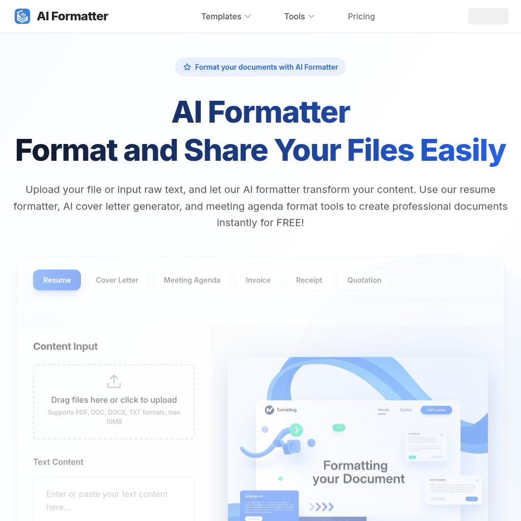 AI Formatter - Professional Document & Resume Templates