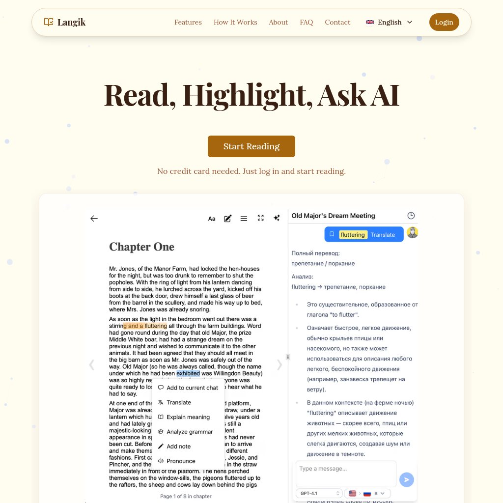 Langik AI: Smart eBook & PDF Web Reader