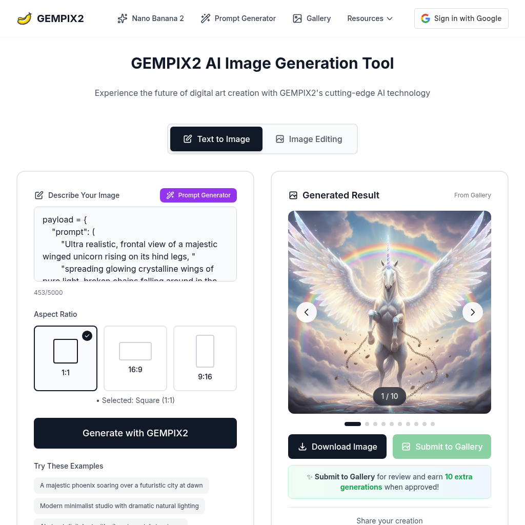 GEMPIX2 - Free AI Image Generator Powered by Google Nano Banana 2