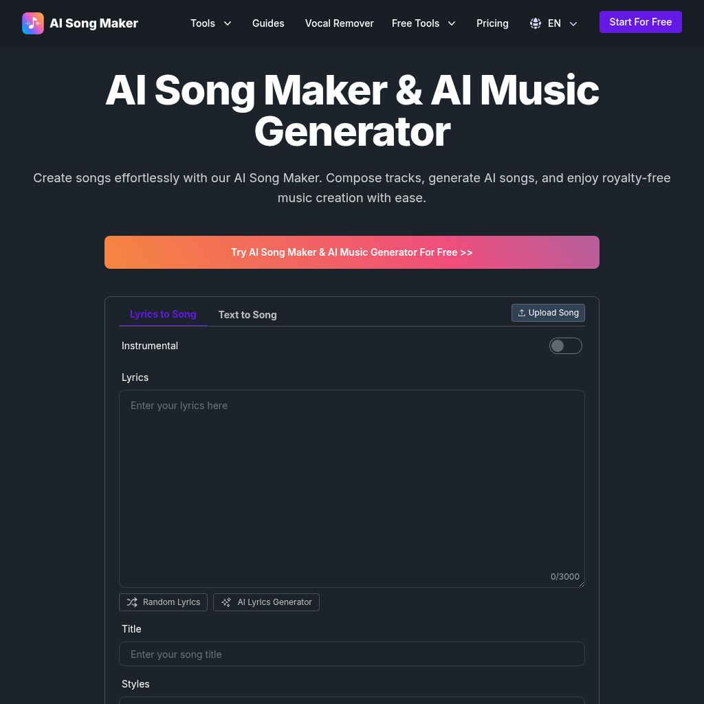AI Song Maker: Royalty-Free AI Music Generator & Creator