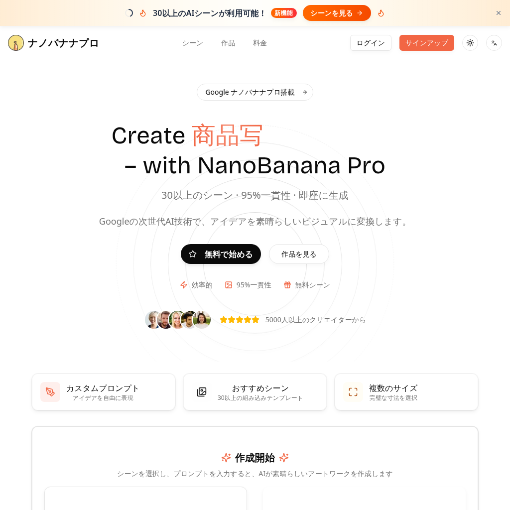 ナノバナナプロ: Google AI搭載の次世代画像生成 | 30+シーン