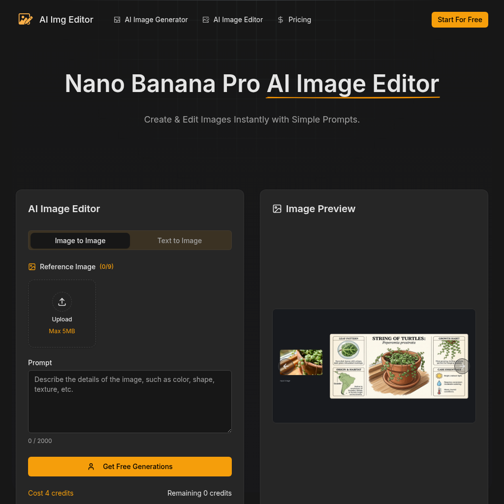 Nano Banana Pro AI: Image Editor & Generator - AIImgEditor.ai