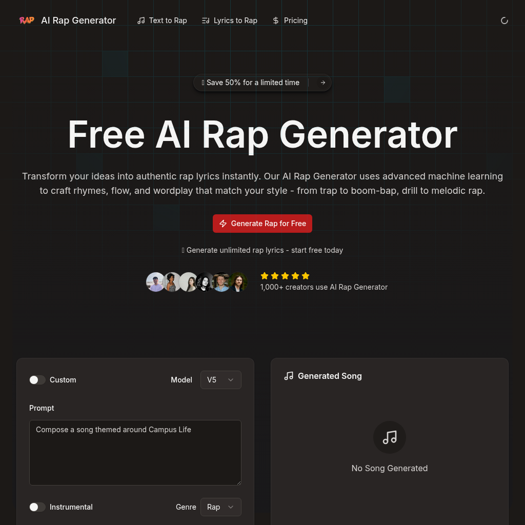AI Rap Generator: Create Authentic Rap Lyrics & Beats