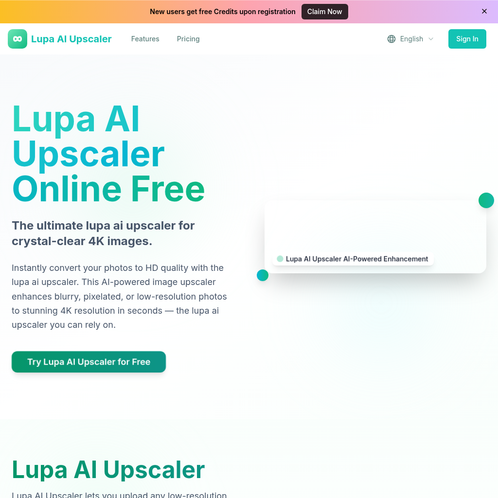 Lupa AI Upscaler: Free Online Image Enhancer & 4K Converter