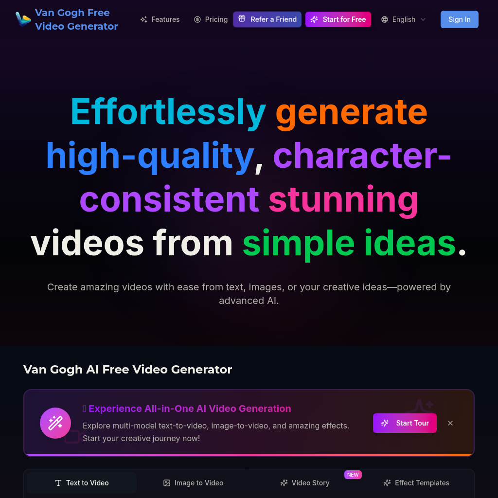 Van Gogh AI Video Generator: Text & Image to Stunning Video